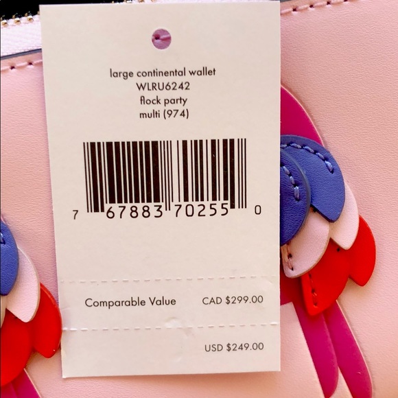 Kate Spade Flock Party Applique Parrot Zip Wallet - Picture 6 of 6